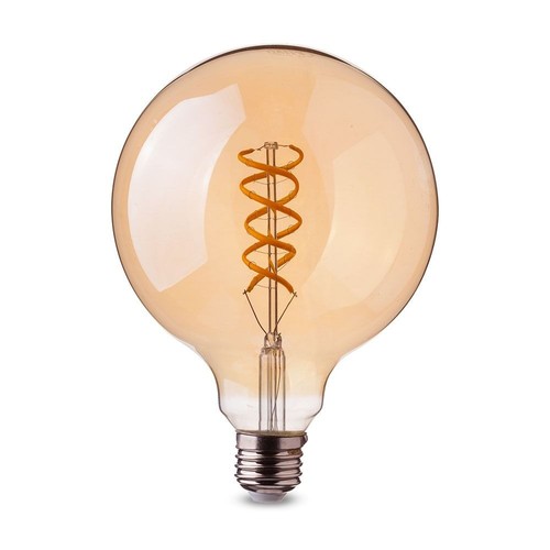 E27 5W LED Globepære Spiral Filament - Ø95mm, Ekstra Varm Hvit, Kultråd