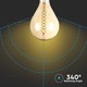 V-Tac 8W LED kjempe globepære - Karbon filamenter, Ø16 cm, dimbar, ekstra varm hvit, 2200K, E27