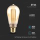 V-Tac 4W LED pære - Karbon filamenter, røkt glass, ekstra varm hvit, 1800K, ST64, E27
