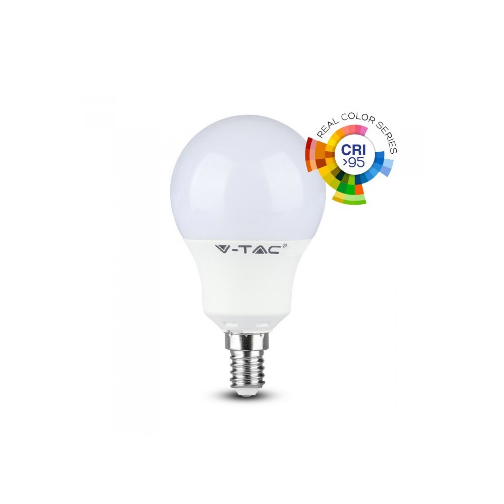 V-Tac 5,5W LED pære - P45, E14, RA 95 - Dimbar : Ikke dimbar, Kulør : Varm
