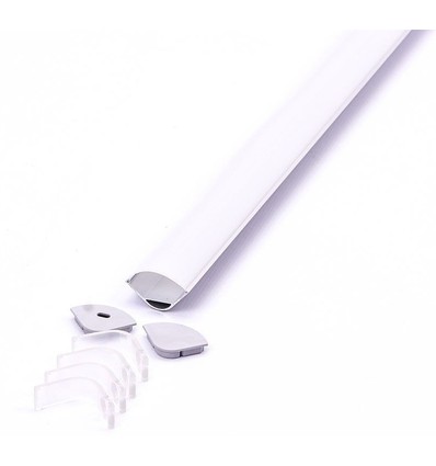 Alu hjørneprofil 30x30 til IP65 og IP68 LED strip - 2 meter, inkl. mattert deksel og klips