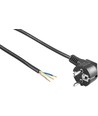 1,5 meter strømkabel - 250V, IP20 innendørs, Sort, Schuko-støpsel og avisolerte ledninger, 16A