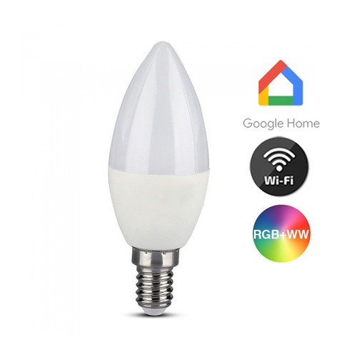 E14 5W Smart Home LED-pære - Tuya/Smart Life, fungerer med Google Home, Alexa og smarttelefoner