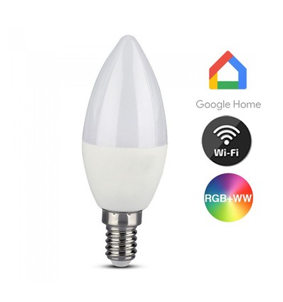 E14 5W Smart Home LED-pære - Tuya/Smart Life, fungerer med Google Home, Alexa og smarttelefoner