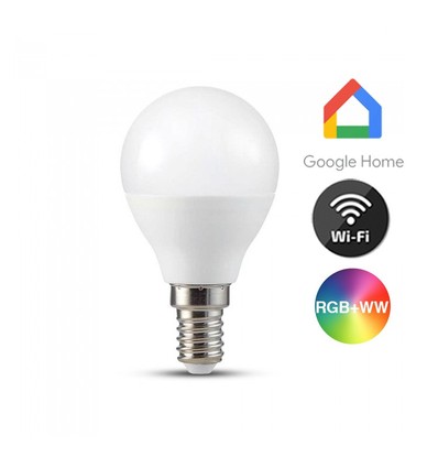 V-Tac 5W Smart Home LED pære - Tuya/Smart Life, Google Home, Amazon Alexa kompatibel, P45, E14