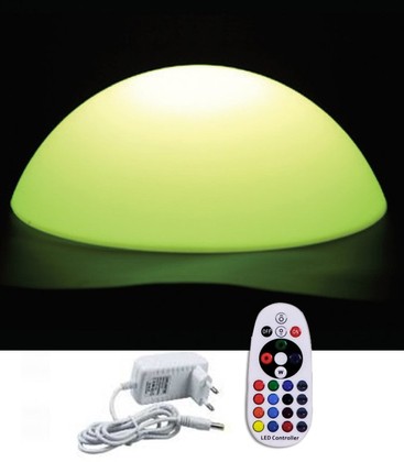 Restsalg: V-Tac RGB LED halvkule - Oppladbart, med fjernkontroll, Ø50 cm