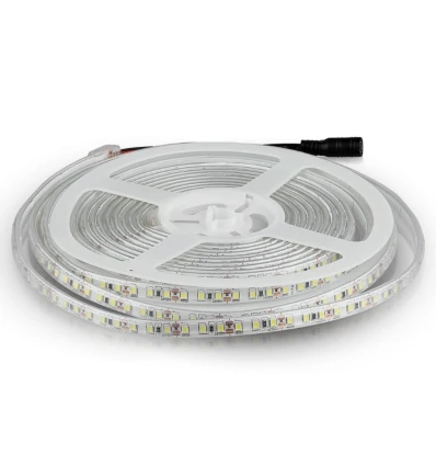 5m 7,2W/m sprutsikker LED-strip - 12V DC, IP65, 120 LED per meter