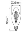 2W LED stearinlys pære - Karbon filamenter, varm hvit, E14