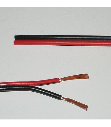 12-24V kabel rød/svart - 2x0,5mm², metervare, min. 5 meter