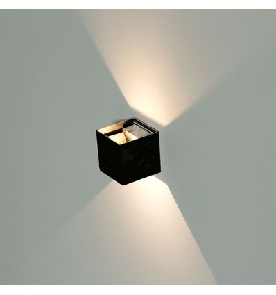 12W LED-vegglampe - IP65 utendørs, sort, firkantet, justerbar spredning, inkl. lyskilde