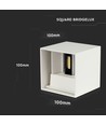 12W LED hvit vegglampe - IP65 utendørs, firkantet, justerbar spredning, inkl. lyskilde