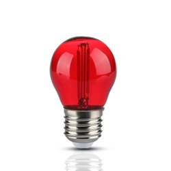 E27 LED V-Tac 2W Farget LED kronepære - Rød, Karbon filamenter, E27