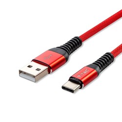 Diverse V-Tac USB-C til USB-A kabel - 1 meter, flettet kabel, rød