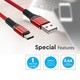 V-Tac USB-C til USB-A kabel - 1 meter, flettet kabel, rød