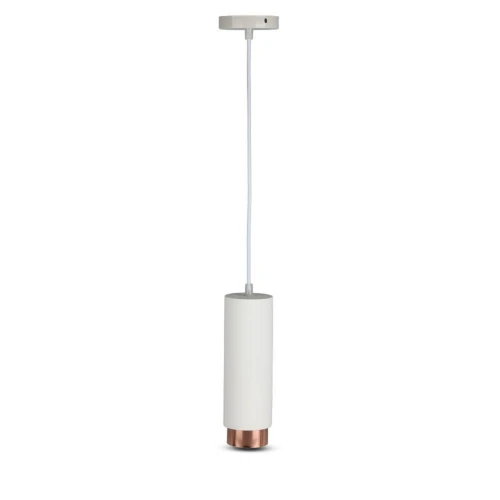 Outlet: V-Tac moderne pendellampe - Hvit med rose guld, Ø8 cm, GU10