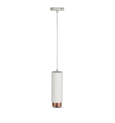 Outlet: V-Tac moderne pendellampe - Hvit med rose guld, Ø8 cm, GU10