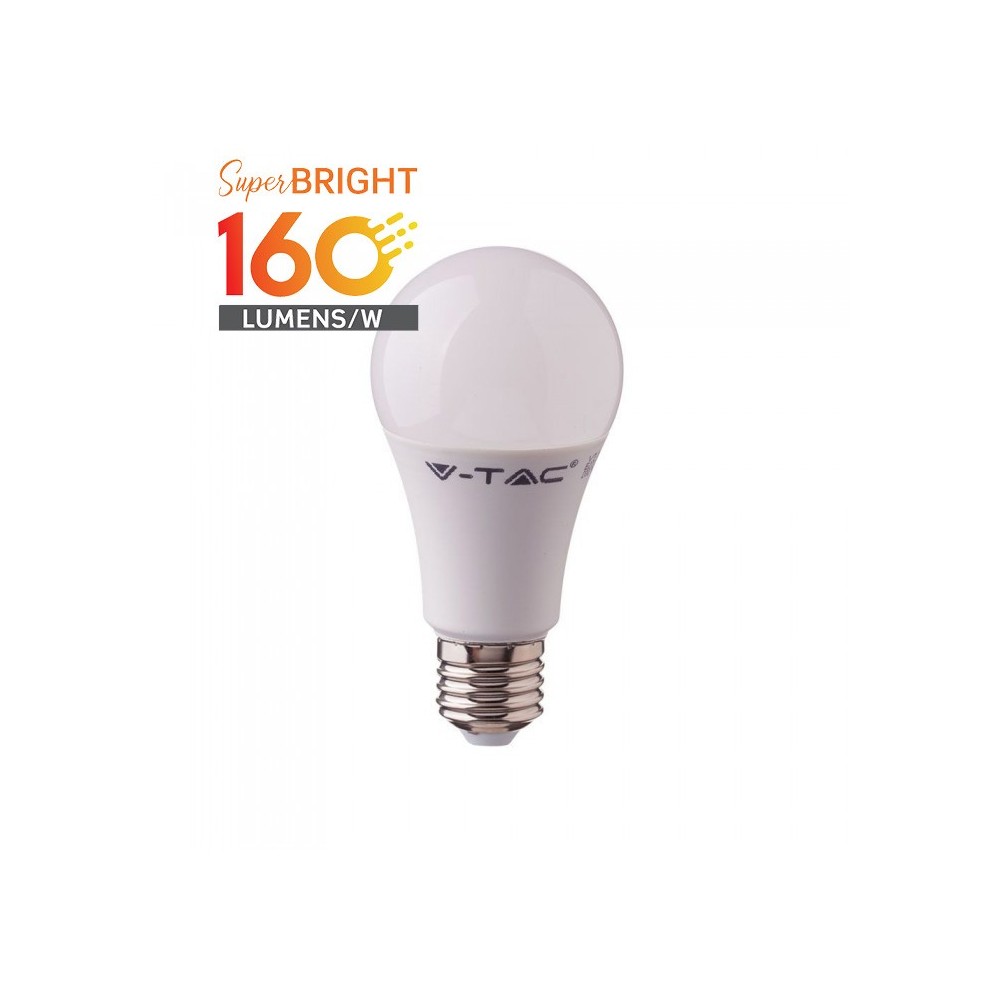 V-Tac 6,5W LED pære - A60, E27 - Dimbar : Ikke dimbar, Kulør : Varm