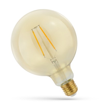 2W LED globepære - Karbon filamenter, 12,5 cm, rav farget glas, ekstra varm, E27