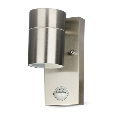 GU10 Vegglampe m. sensor - IP44 utendørs, rustfri, uten lyskilde