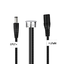12V V-Tac LED touch bryter og dimmer - Svart, 12V (60W), 1,5 meter, DC plugg