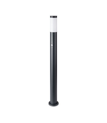 V-Tac svart hage lampe - 110 cm, IP44 utendørs, PIR sensor, E27 fatning, uten lyskilde