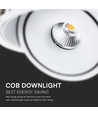 V-Tac 20W downlight, CCT - 3 lysfarger, Hull: Ø15 cm, Mål: Ø16,5 cm, 3i1, RA90, hvit kant, 230V