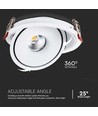 V-Tac 20W downlight, CCT - 3 lysfarger, Hull: Ø15 cm, Mål: Ø16,5 cm, 3i1, RA90, hvit kant, 230V