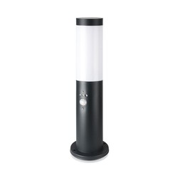 V-Tac svart hage lampe - 45 cm, IP44 utendørs, PIR sensor, E27 fatning, uten lyskilde
