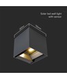 3W Solcelle vegglampe LED - IP65, sort, sensor
