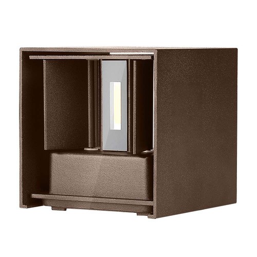 11W LED vegglampe - IP65 utendørs, firkantet, justerbar spredning, inkl. lyskilde, corten