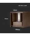11W LED vegglampe - IP65 utendørs, firkantet, justerbar spredning, inkl. lyskilde, corten