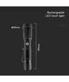 V-Tac 10W LED lommelykt - 1000 lumens, oppladbar, IP54