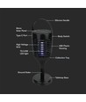 V-Tac solcelle insektlampe - Svart, 3-i-1, IP24