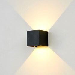 Vegglamper LEDlife CUBIC 6W vegglampe - Sort, firkantet, opp/ned, justerbar, utendørs, IP65, inkl. lyskilde