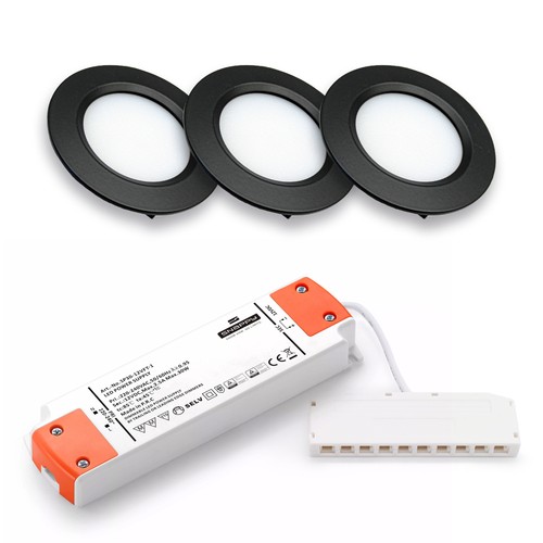 3 stk. Reco68 møbelspot dimbar - Sort, inkl. dimbar strømforsyning