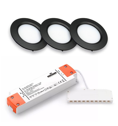 3 stk. Reco68 møbelspot dimbar - Sort, inkl. dimbar strømforsyning