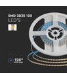 V-Tac 8W/m LED strip - 5m, 3mm bred, IP20, 24V, 120 LED per meter