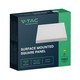 V-Tac 18W LED taklampe - 21,4 x 21,4cm, Høyde: 3,1cm, hvit kant, inkl. lyskilde
