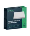 V-Tac 18W LED taklampe - 21,4 x 21,4cm, Høyde: 3,1cm, hvit kant, inkl. lyskilde