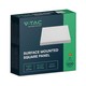 V-Tac 12W LED taklampe - 16,73 x 16,73cm, Høyde: 2,86cm, hvit kant, inkl. lyskilde