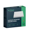 V-Tac 12W LED taklampe - 17 x 17cm, Høyde: 3cm, hvit kant, inkl. lyskilde