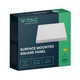V-Tac 6W LED taklampe - 12,08 x 12,08cm, Høyde: 3,07cm, hvit kant, inkl. lyskilde