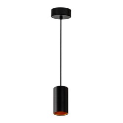 LED pendel Pendellampe - Svart med kobber, Ø7 cm, GU10