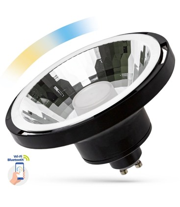 10W Svart Smart Home LED spot - Google Home, Amazon Alexa kompatibel, GU10 AR111