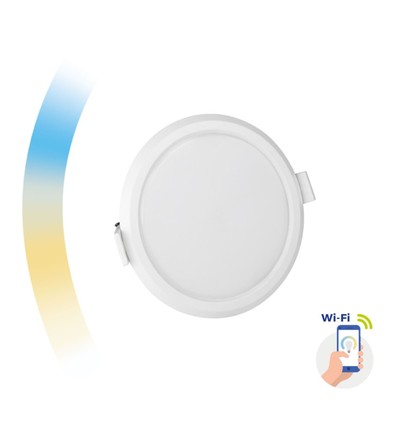 6W Smart home LED panel downlight - Tuya/Smart Life, Google Home og app, hull: Ø10,5 cm, Mål: Ø11,2 cm, 230V