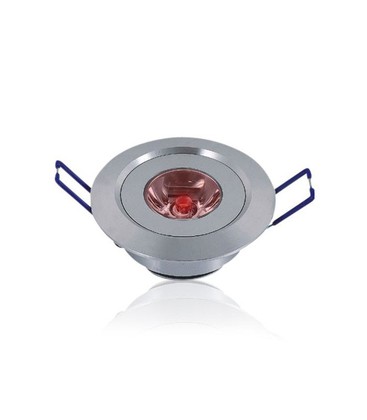 1W LED downlight med rødt lys - hull: Ø4,4-4,8 cm, Mål: Ø5,2 cm, 2,2 cm høy, dimbar, 12V/24V