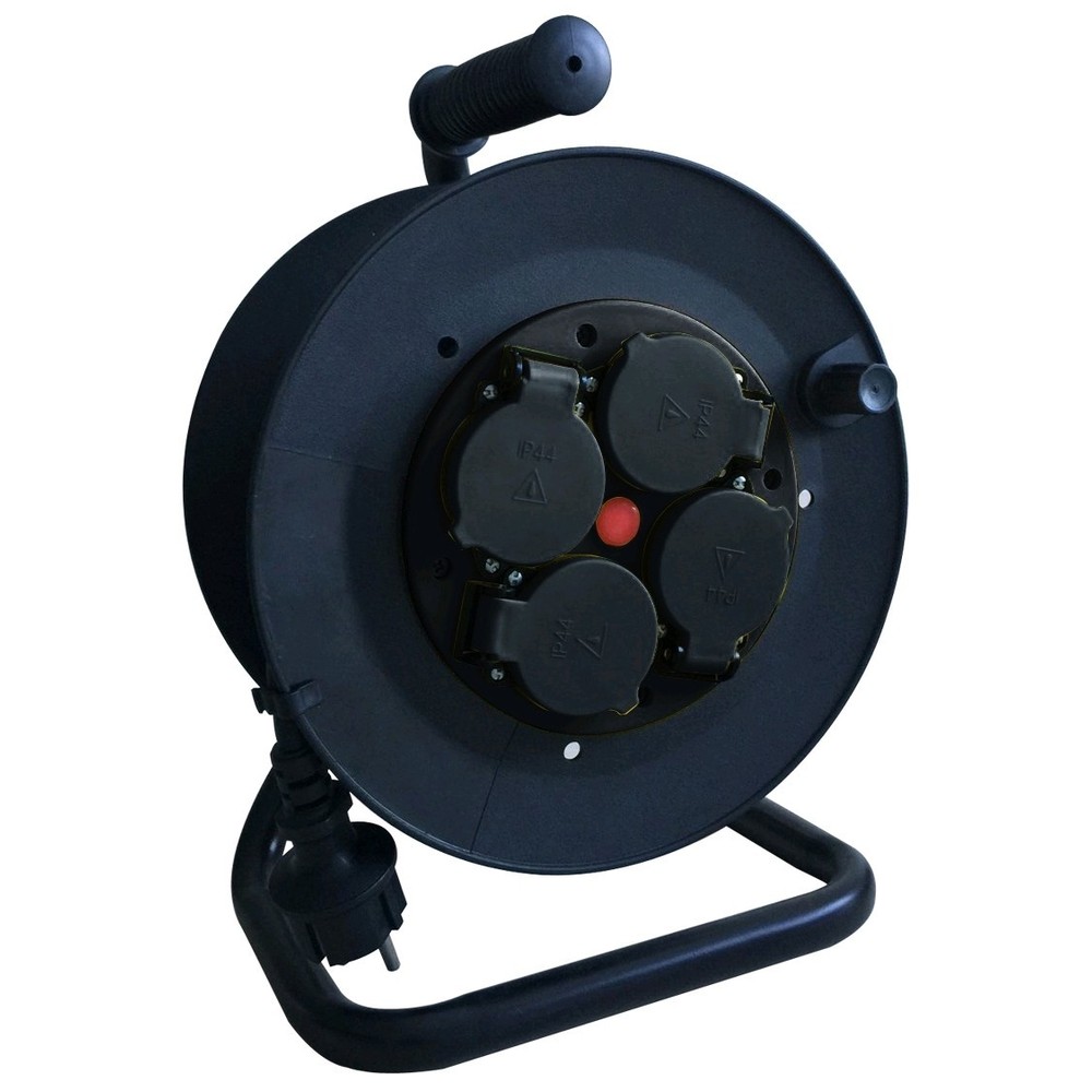 Kabeltrommel - 35 meter, svart, IP44