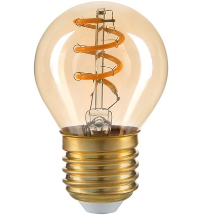 E27 3W LED-pære - G45, filament, røyket glass