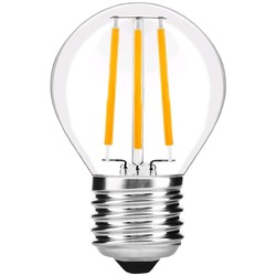 E27 vanlig LED 4W LED kronepære - Karbon filamenter, G45, klart glas, E27