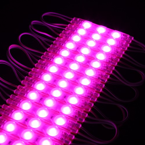 Vanntett pink LED modul - 1,1W pr hver, IP66, 12V, Perfekt for skilt og spesialløsninger